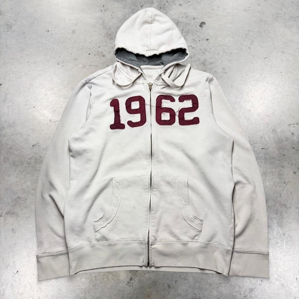 Hollister Co. Men's Cream and White Hoodie
